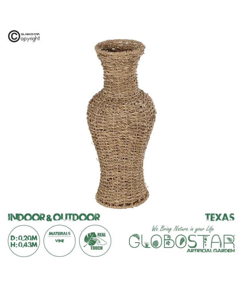 GloboStar® Artificial Garden TEXAS 21238 Διακοσμητικό Πλεκτό Καλάθι - Κασπώ Γλάστρα - Flower Pot Μπεζ Μ20 x Π20 x Υ43cm